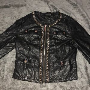Cropped, Jeweled Leather Jacket